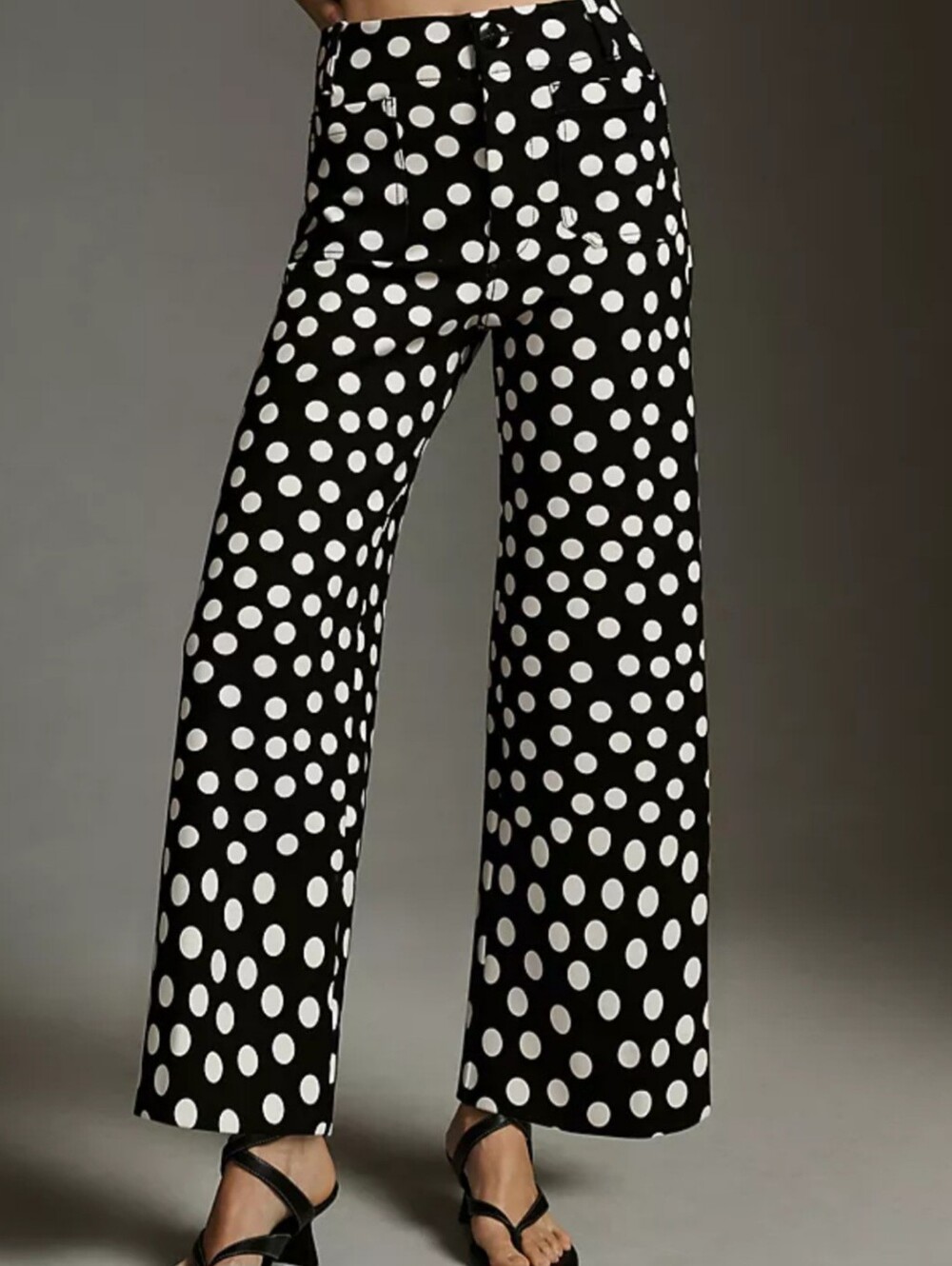 Anthropologie Black & White Polka Dot Wide-Leg Pants
